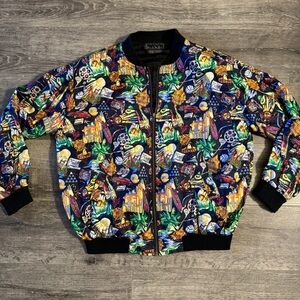 Vintage Nicole Miller 1994 Silk California Pattern Bomber